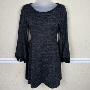 Altar'd State Small Boho Dress Fringe Bell Sleeve Heather Gray Fairy Goth Grunge